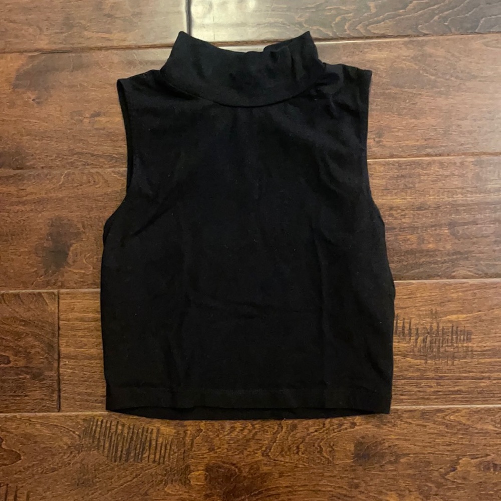 Mock neck sleeveless cotton/elastane cropped top
